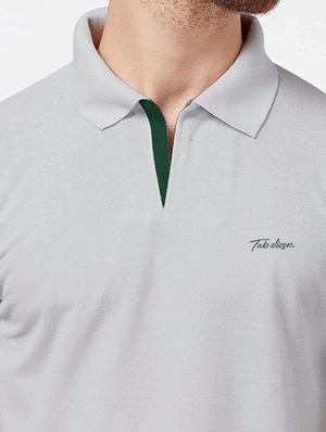 grey solid polo t-shirt - 18374679 - Standard Image - 5
