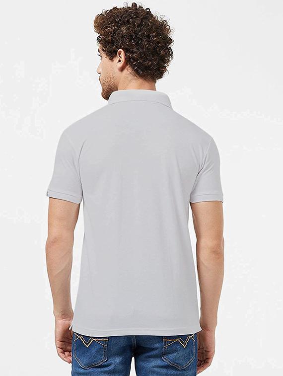 grey solid polo t-shirt - 18374679 - Zoom Image - 3