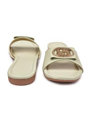 beige synthetic slip on sandals - 18375110 - Standard Image - 2