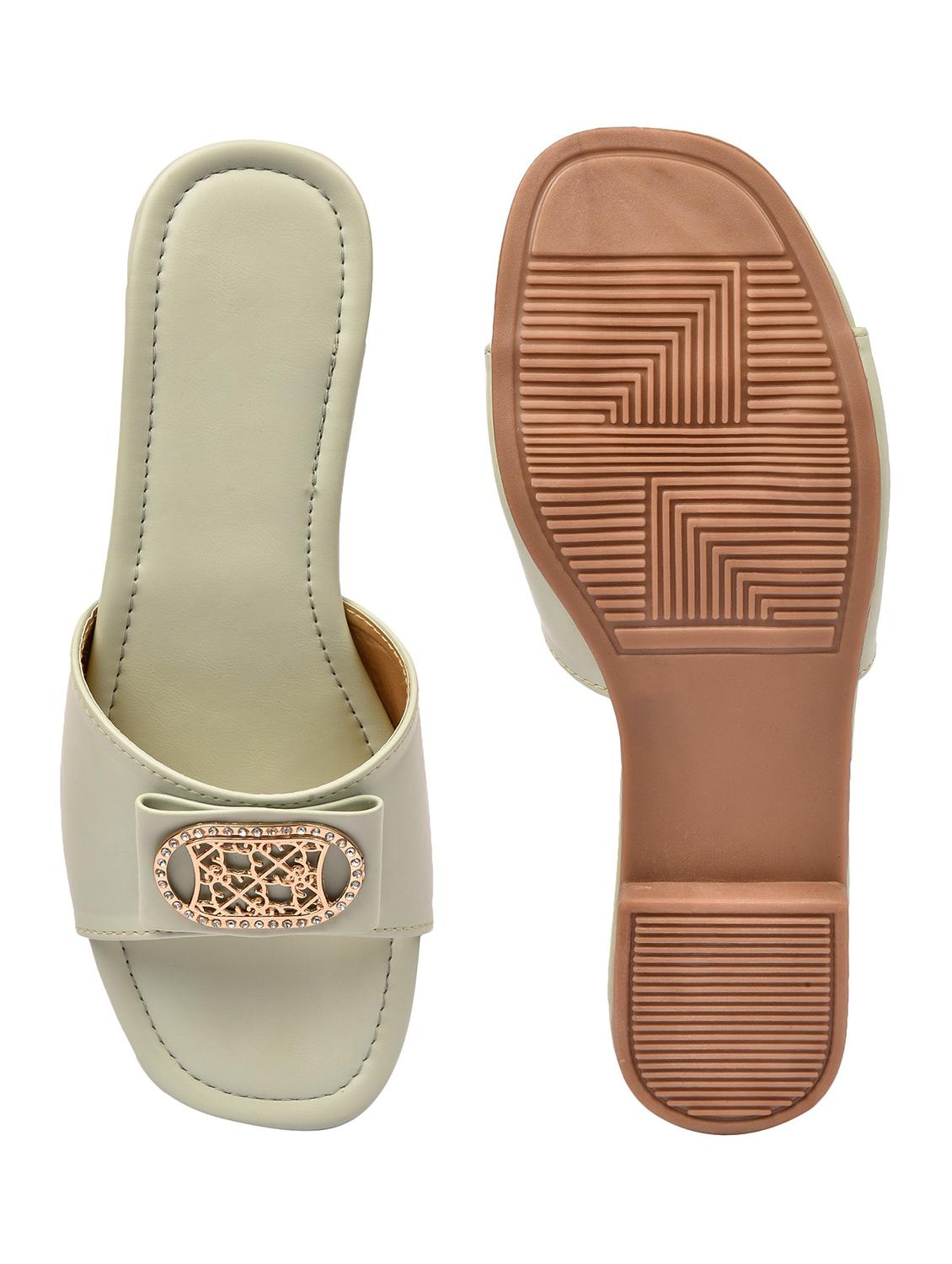 beige synthetic slip on sandals - 18375110 - Zoom Image - 3