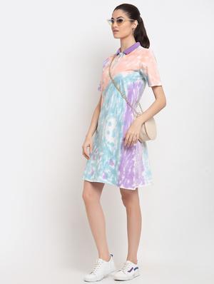 polo neck tie & dye shirt dress - 18375435 - Standard Image - 4