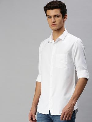 white solid casual shirt - 18376025 - Standard Image - 2