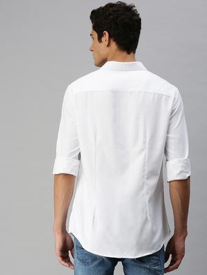 white solid casual shirt - 18376025 - Standard Image - 3