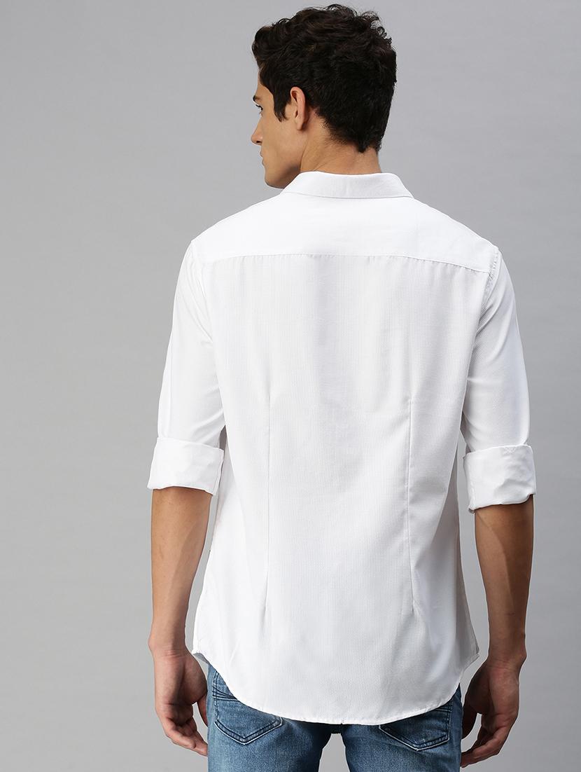 white solid casual shirt - 18376025 - Zoom Image - 3