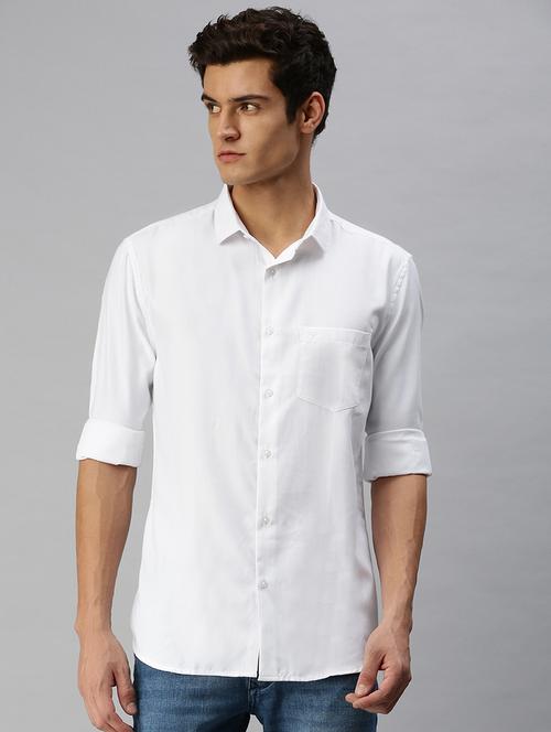 white solid casual shirt - 18376026 - Standard Image - 1
