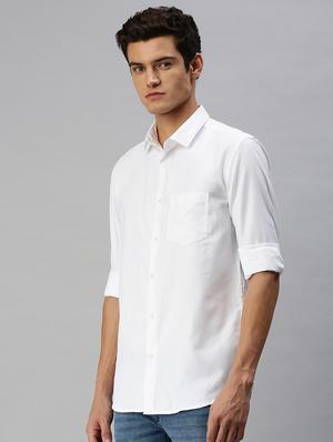 white solid casual shirt - 18376026 - Standard Image - 2
