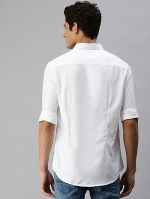 white solid casual shirt - 18376026 - Standard Image - 3