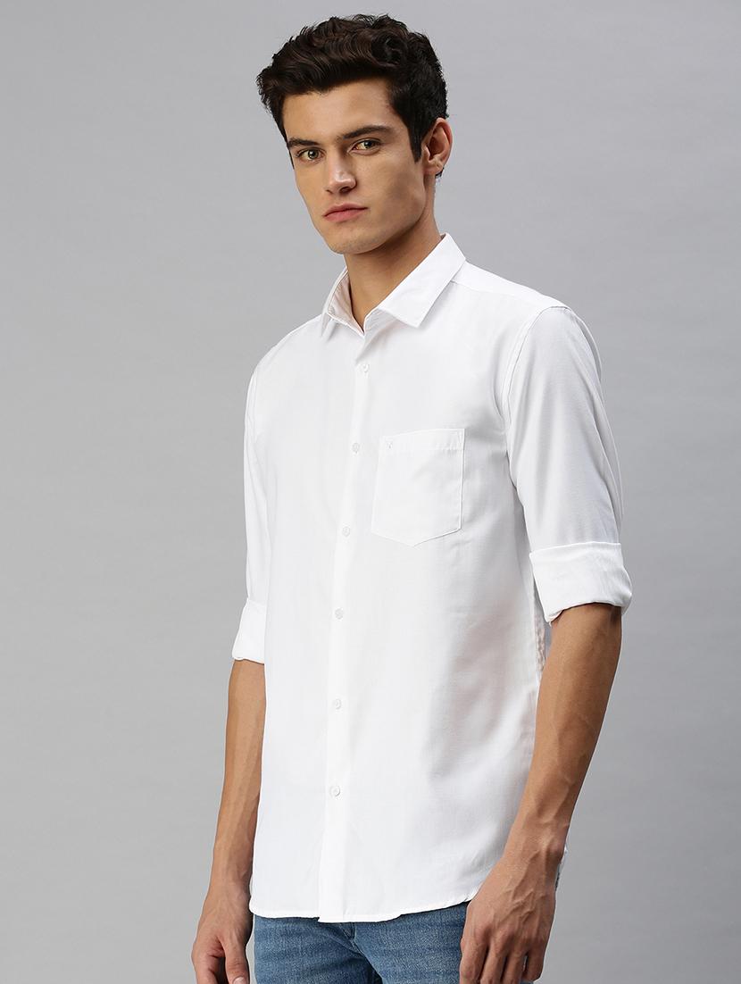 white solid casual shirt - 18376026 - Zoom Image - 2