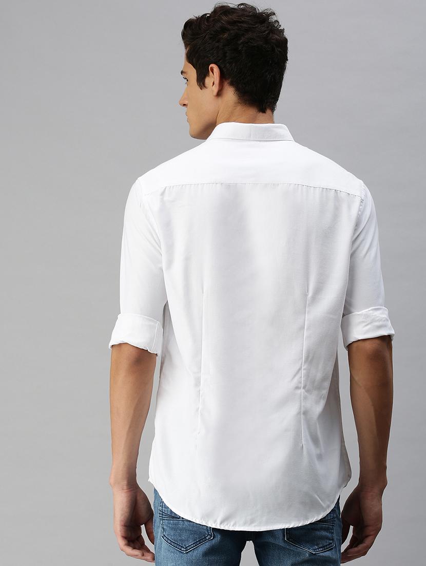 white solid casual shirt - 18376026 - Zoom Image - 3