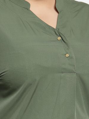 mandarin neck solid plus top - 18376445 - Standard Image - 5