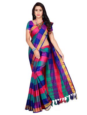 set 3 combo saree with blouse - 18376602 - Standard Image - 3