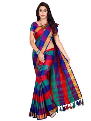 set 3 combo saree with blouse - 18376602 - Standard Image - 4