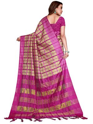 magenta printed saree with blouse - 18376625 - Standard Image - 3
