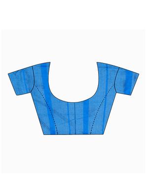 blue printed saree with blouse - 18376631 - Standard Image - 4