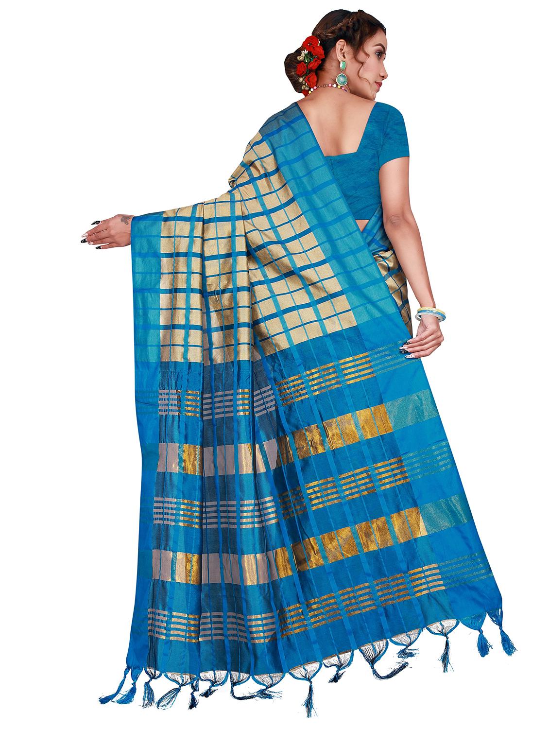 blue printed saree with blouse - 18376631 - Zoom Image - 3