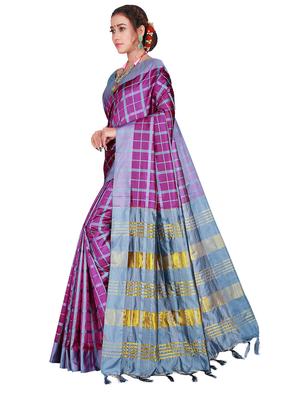 grey printed saree with blouse - 18376634 - Standard Image - 2