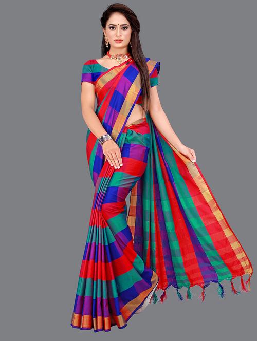 check chettinadu saree with blouse - 18376641 -  Standard Image - 0