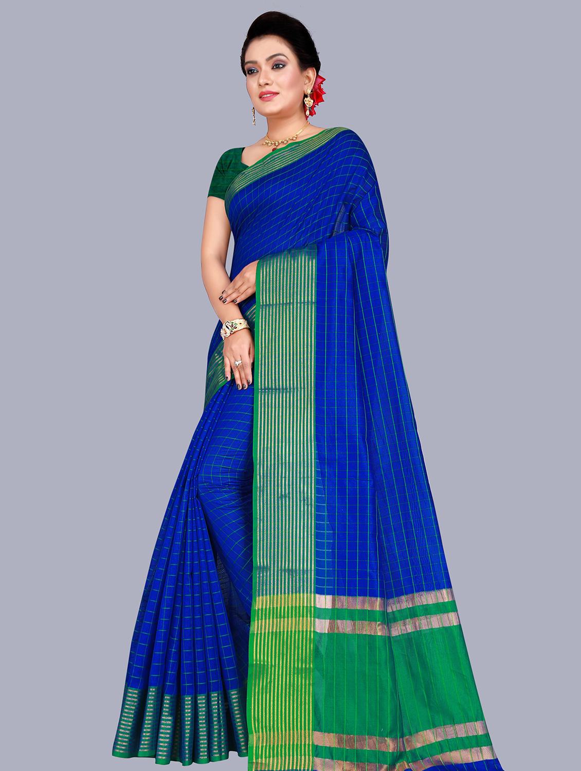 blue printed saree with blouse - 18376644 - Zoom Image - 2