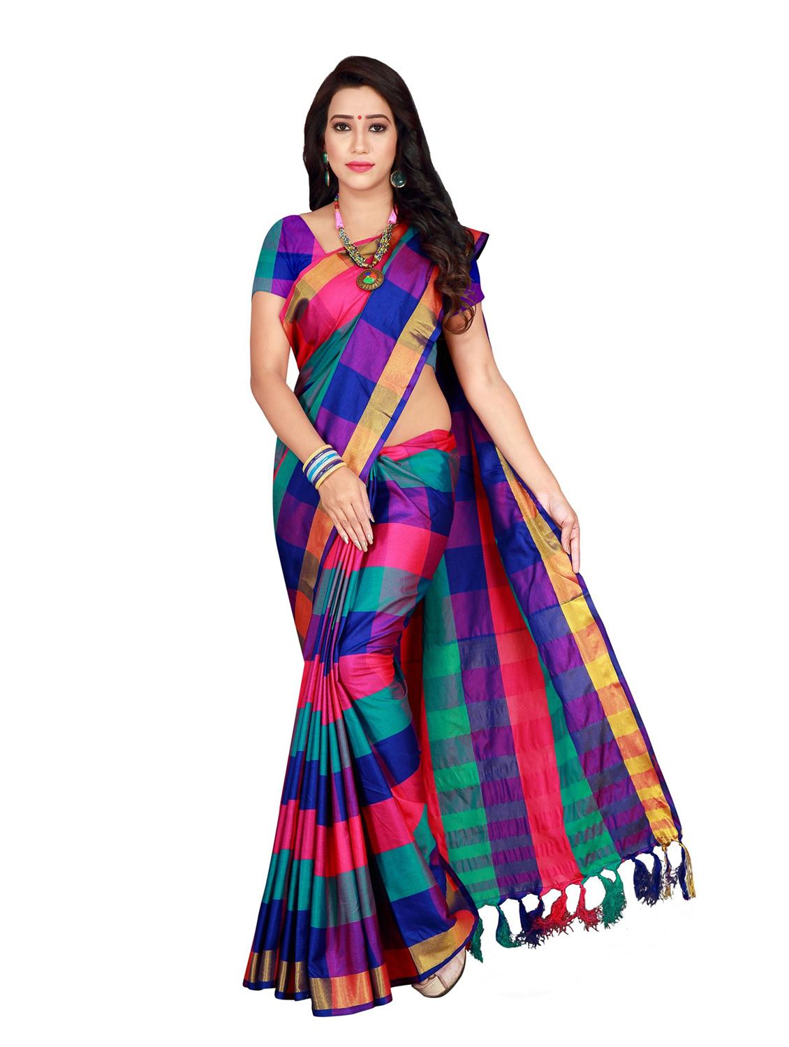 set of 2 combo saree with blouse - 18376679 - Zoom Image - 5