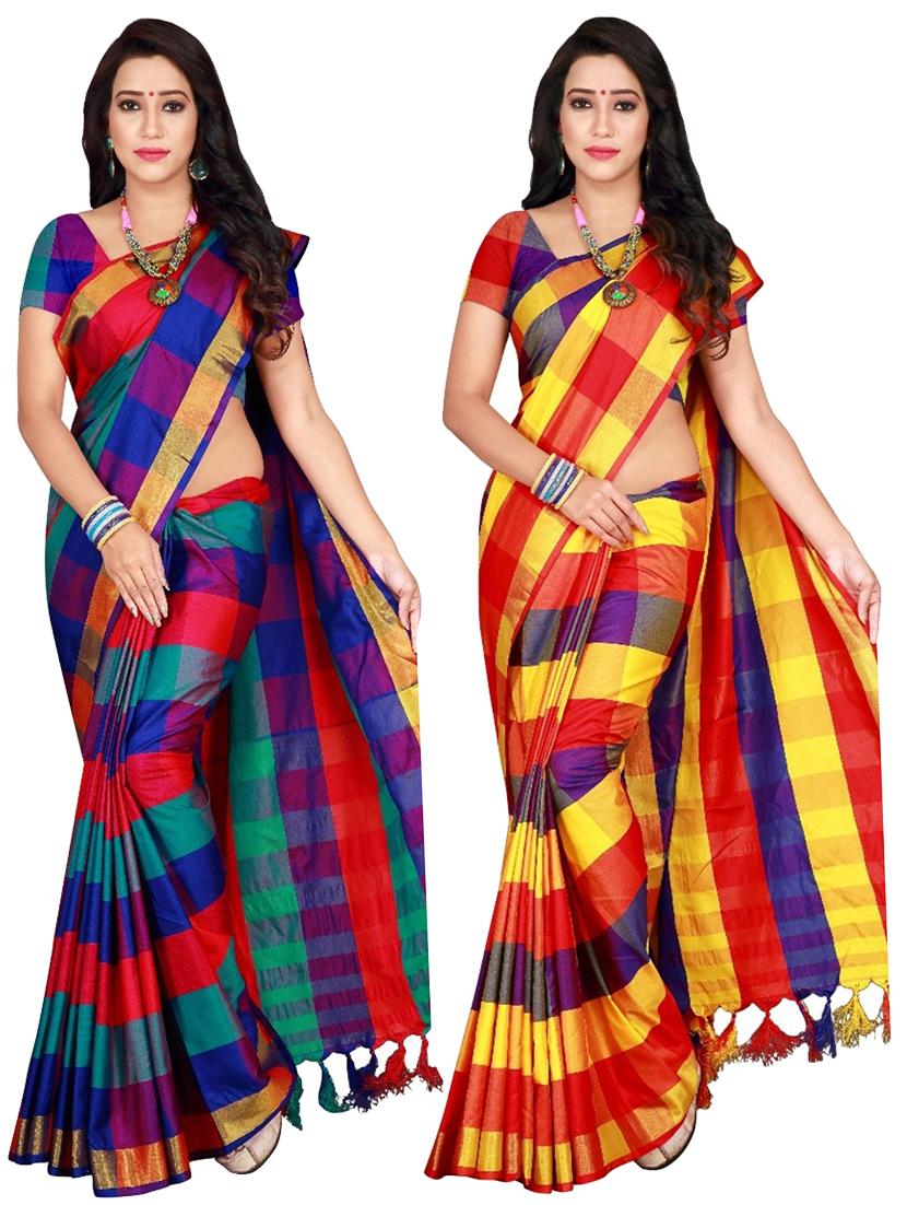 set 2 combo saree with blouse - 18376691 - Zoom Image - 1