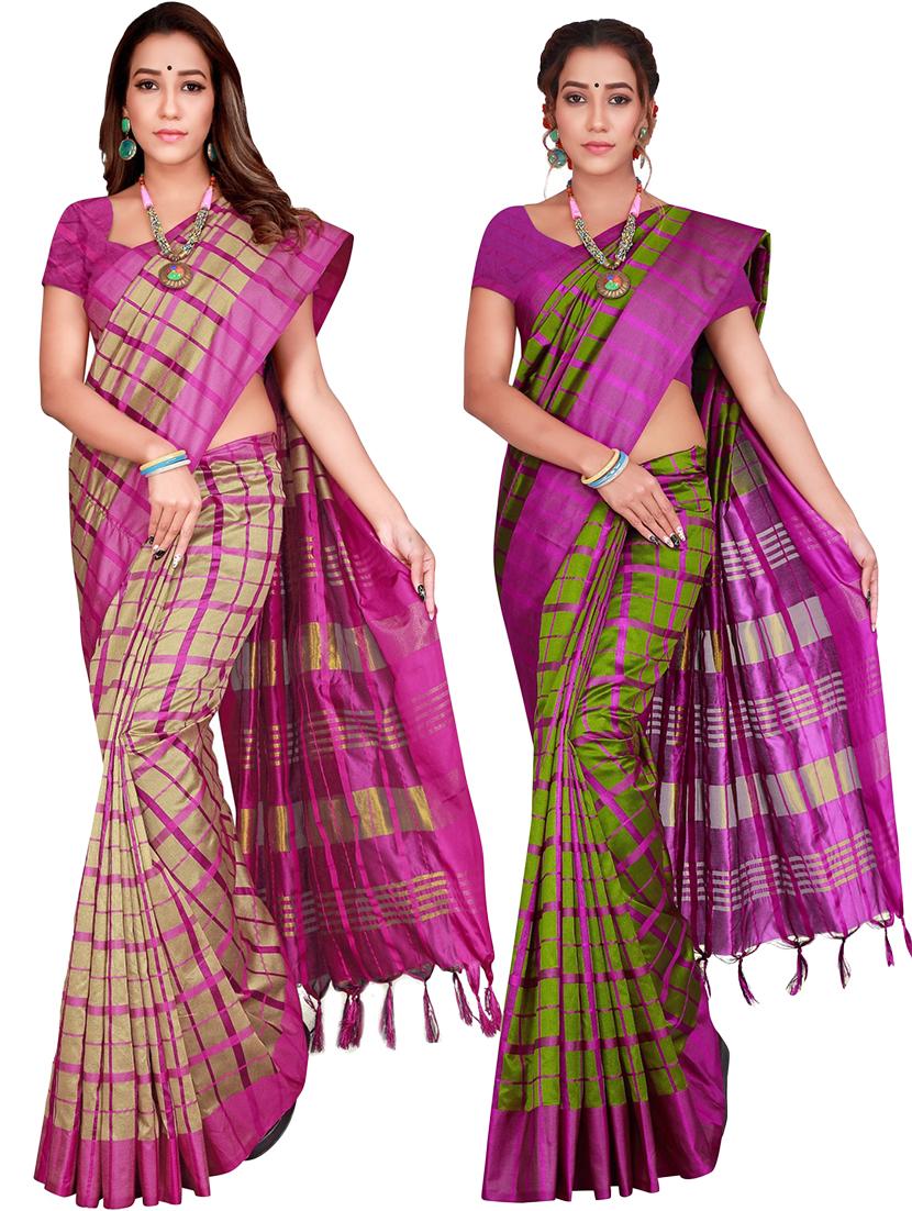 set 2 combo saree with blouse - 18376711 - Zoom Image - 1