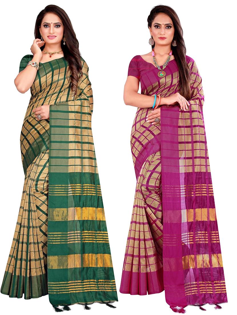 set 2 combo saree with blouse - 18376713 - Zoom Image - 1