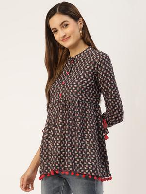 grey printed regular top - 18376954 - Standard Image - 2