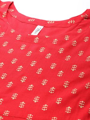 red rayon anarkali kurta - 18376962 - Standard Image - 4