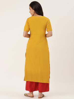 yellow solid asymmetric kurta - 18376988 - Standard Image - 4