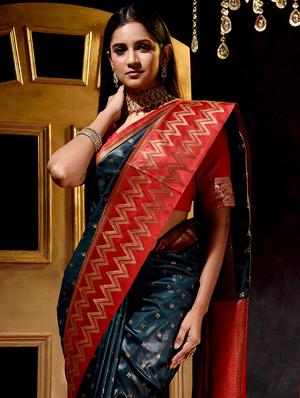 self designed woven saree with blouse - 18378127 - Standard Image - 3