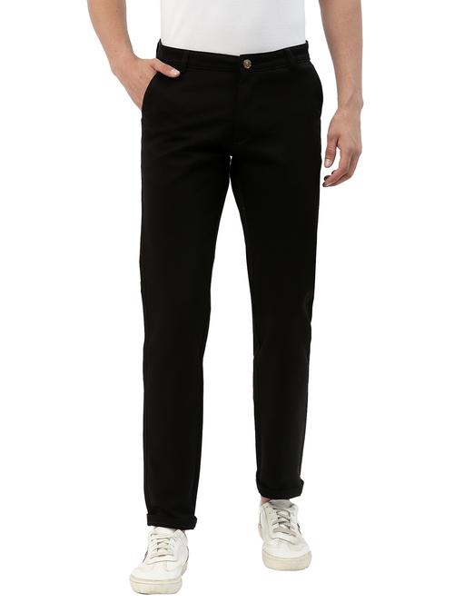 black solid casual trouser - 18378478 - Standard Image - 1