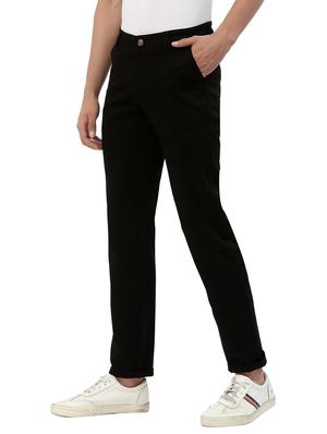 black solid casual trouser - 18378478 - Standard Image - 3