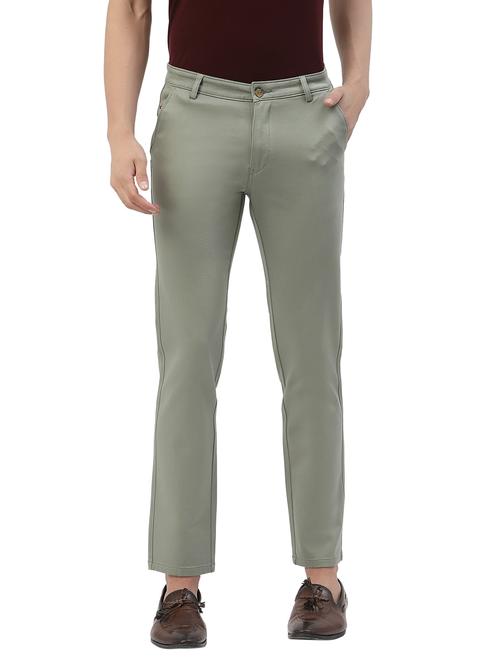 green solid casual trouser - 18378481 - Standard Image - 1