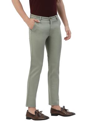 green solid casual trouser - 18378481 - Standard Image - 2