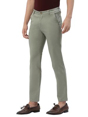 green solid casual trouser - 18378481 - Standard Image - 3