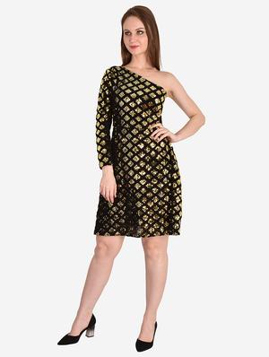single sleeved embellished a-line dress - 18378530 - Standard Image - 4