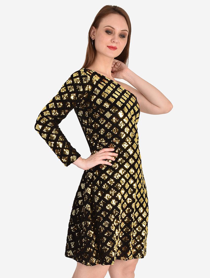 single sleeved embellished a-line dress - 18378530 - Zoom Image - 2