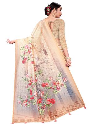 floral printed saree with blouse - 18378642 - Standard Image - 2
