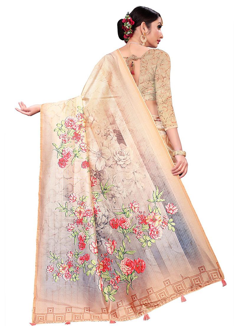 floral printed saree with blouse - 18378642 - Zoom Image - 2