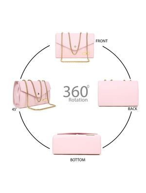 pink textured regular sling bag - 18378689 - Standard Image - 6