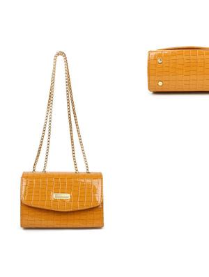 yellow textured regular sling bag - 18378693 - Standard Image - 2