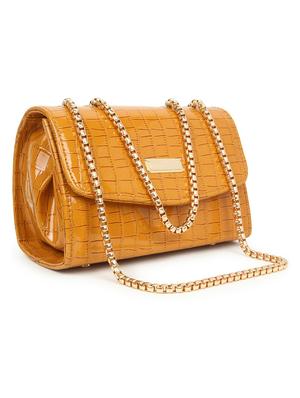 yellow textured regular sling bag - 18378693 - Standard Image - 4