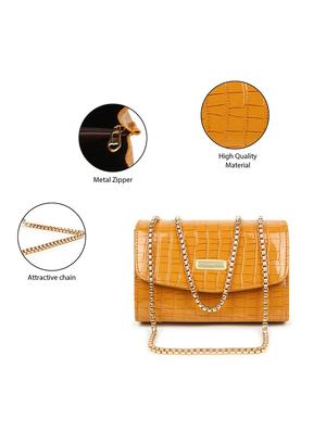 yellow textured regular sling bag - 18378693 - Standard Image - 5