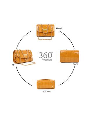yellow textured regular sling bag - 18378693 - Standard Image - 6