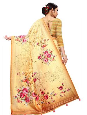 floral printed saree with blouse - 18378766 - Standard Image - 2
