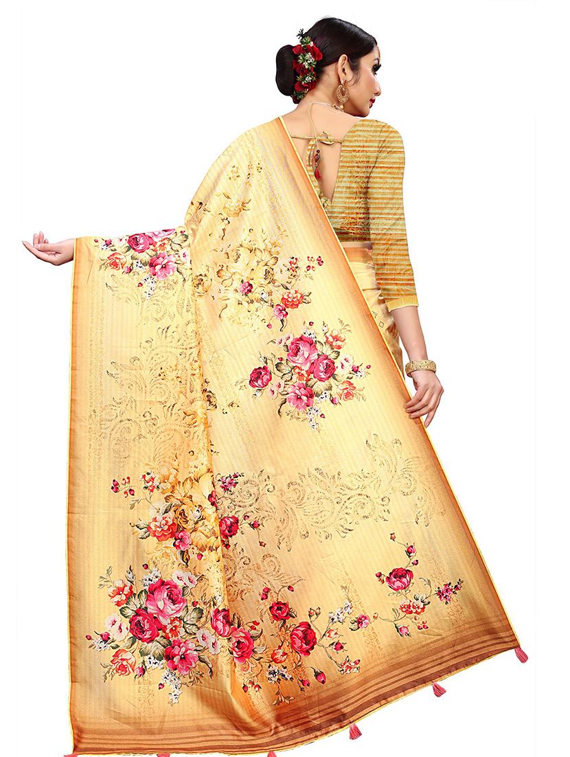 floral printed saree with blouse - 18378766 - Zoom Image - 2