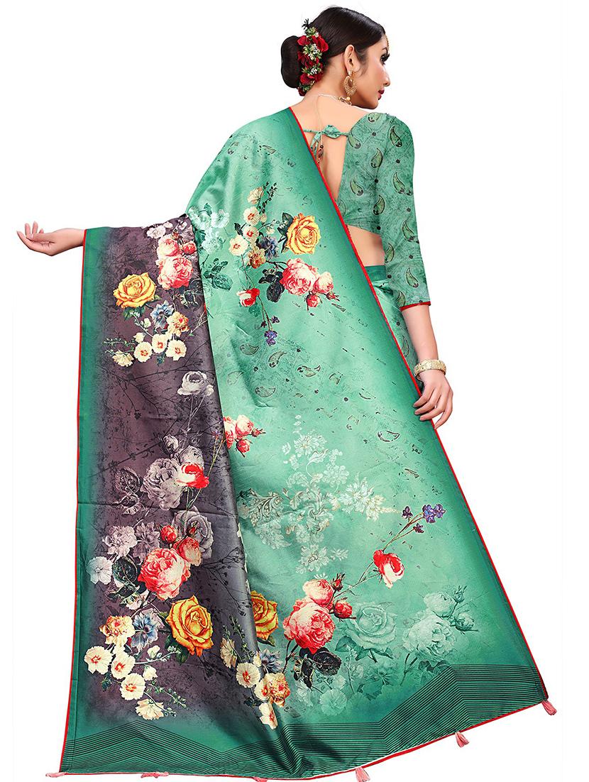 floral printed saree with blouse - 18378771 - Zoom Image - 2