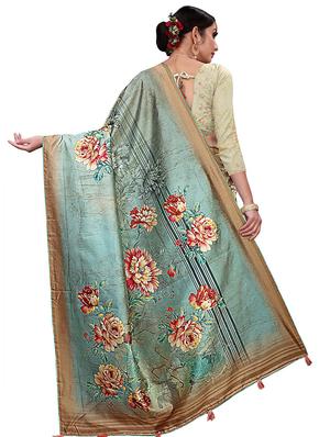 floral printed saree with blouse - 18378776 - Standard Image - 2