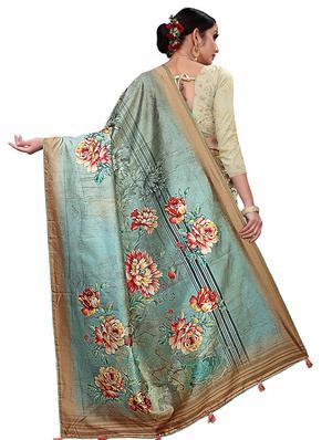 floral printed saree with blouse - 18378823 - Standard Image - 2