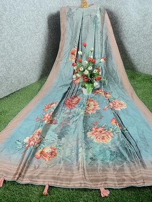 floral printed saree with blouse - 18378823 - Standard Image - 3